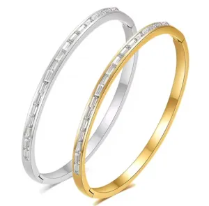 Classic Baguette Design Bangle Bracelet