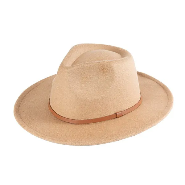 Classic PU Leather Band Felt Fedora Hat