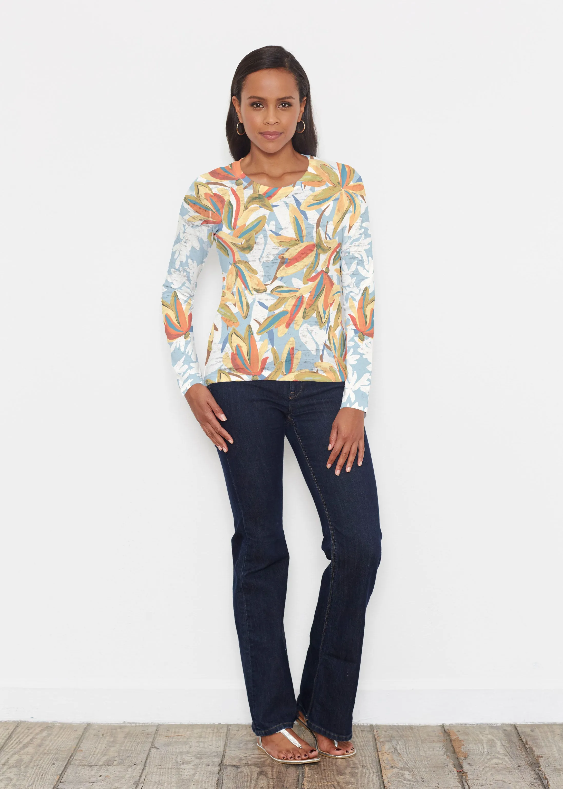 Colorful Palm (7874) ~ Signature Long Sleeve Crew Shirt