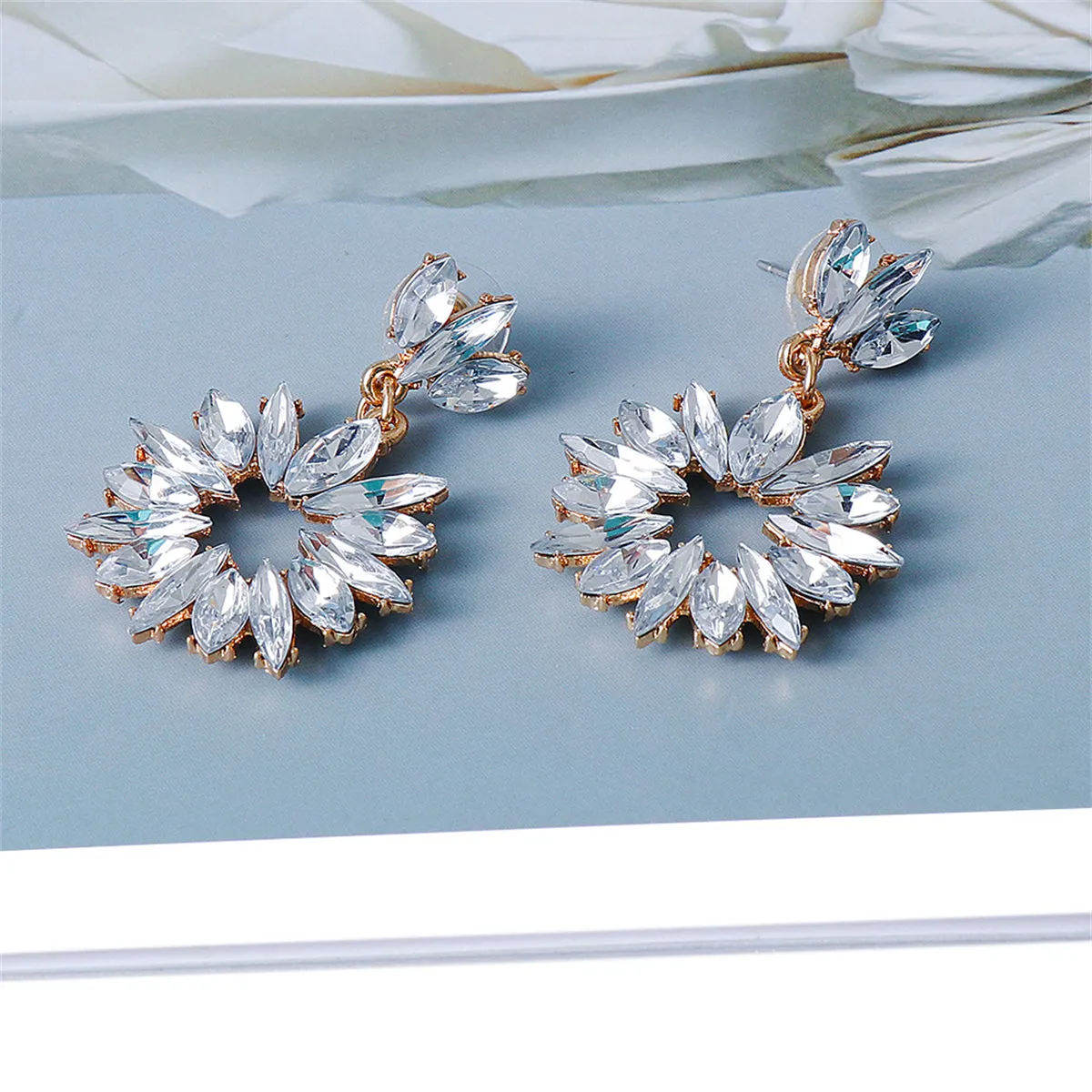 Crystal & 18K Gold-Plated Open Drop Earrings