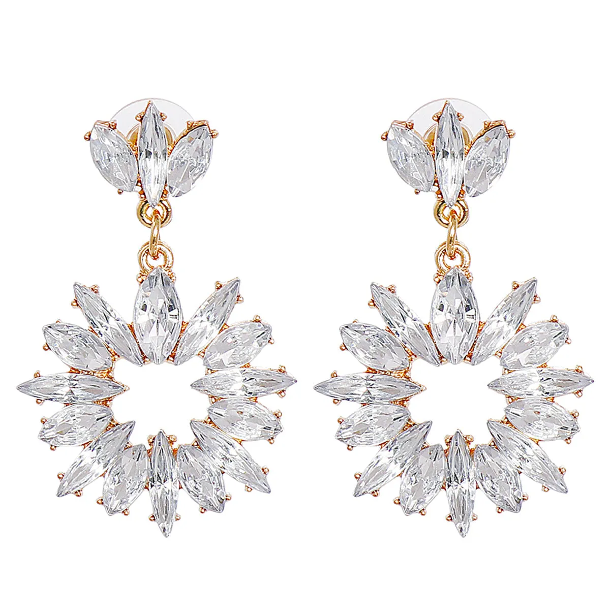 Crystal & 18K Gold-Plated Open Drop Earrings