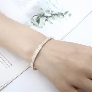 Cubic Zirconia & 18K Rose Gold-Plated Bangle