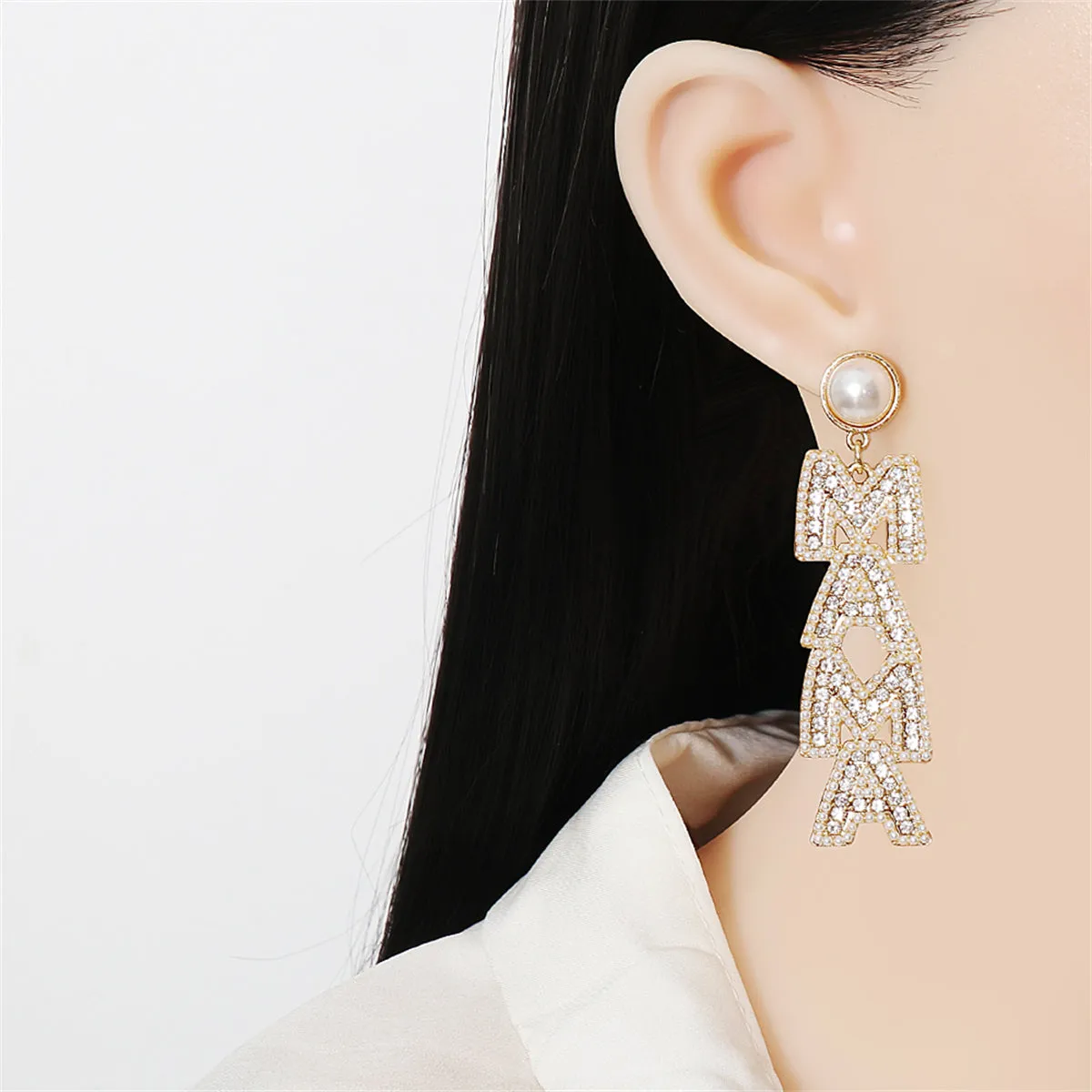 Cubic Zirconia & Pearl 18K Gold-Plated 'Mama' Drop Earrings