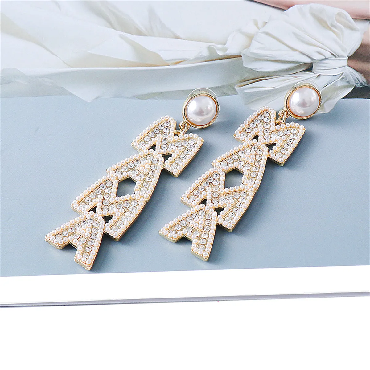 Cubic Zirconia & Pearl 18K Gold-Plated 'Mama' Drop Earrings