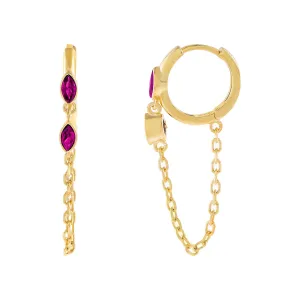 CZ Colored Evil Eye Chain Huggie Earring