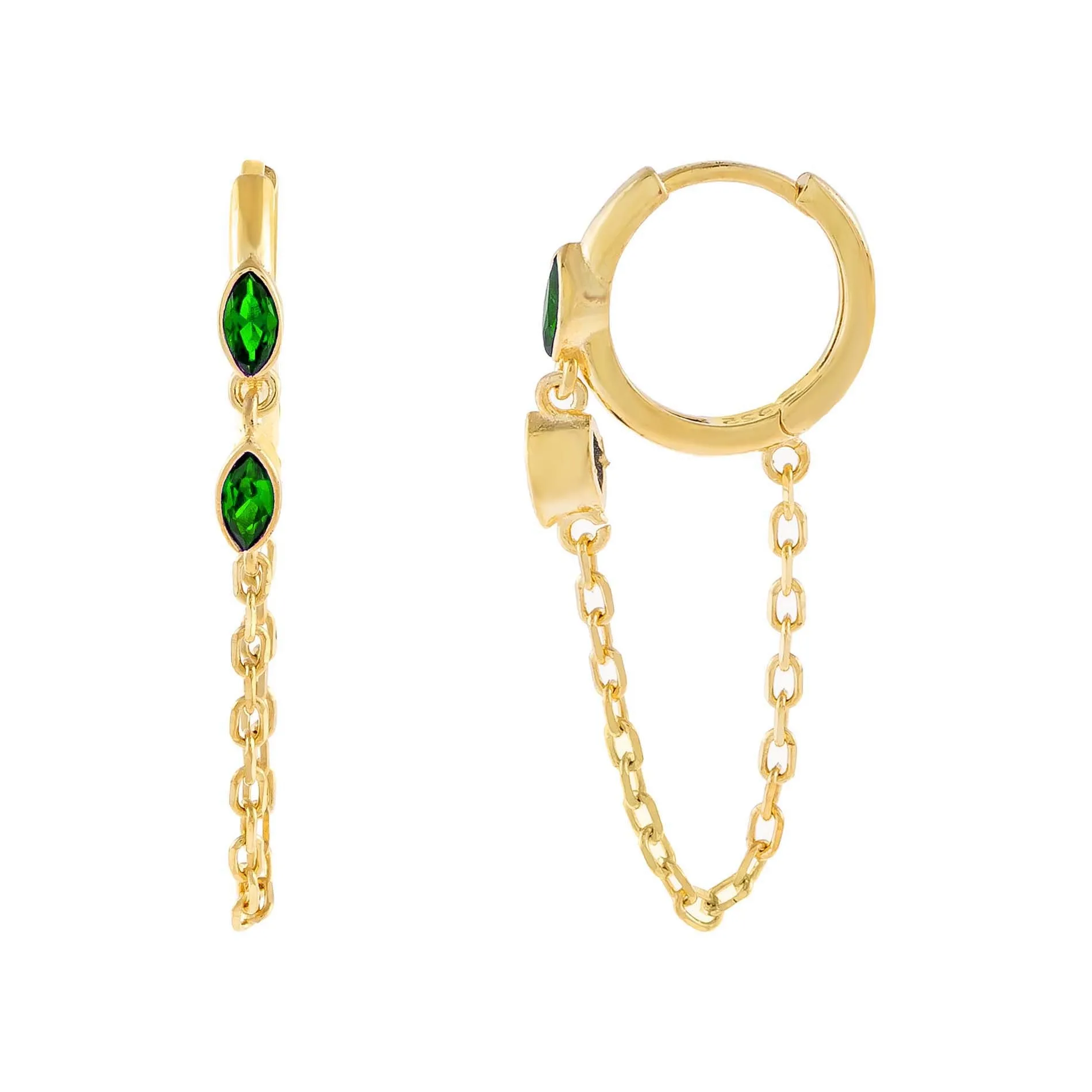 CZ Colored Evil Eye Chain Huggie Earring