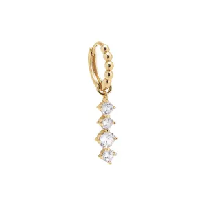 CZ Graduated Drop Beaded Huggie Earring