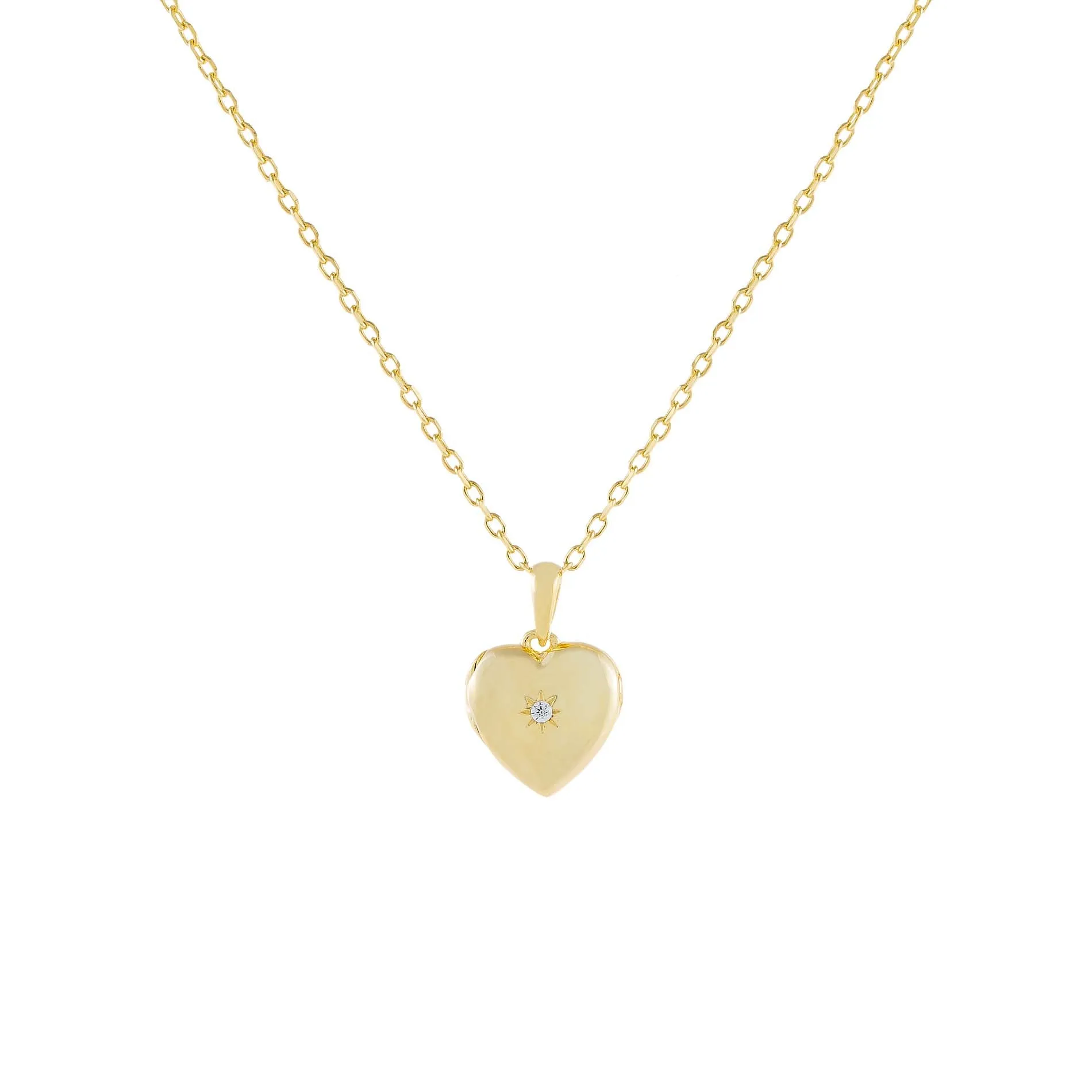 CZ Heart Locket Necklace