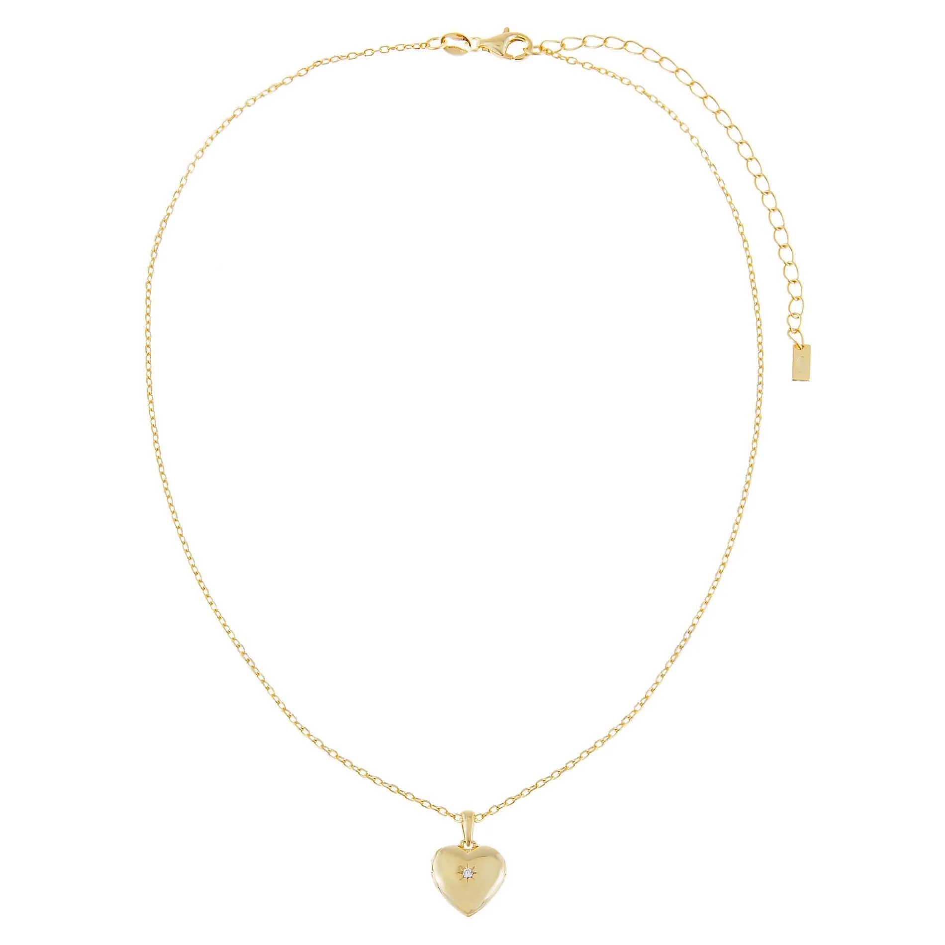 CZ Heart Locket Necklace