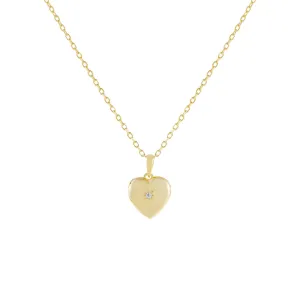 CZ Heart Locket Necklace
