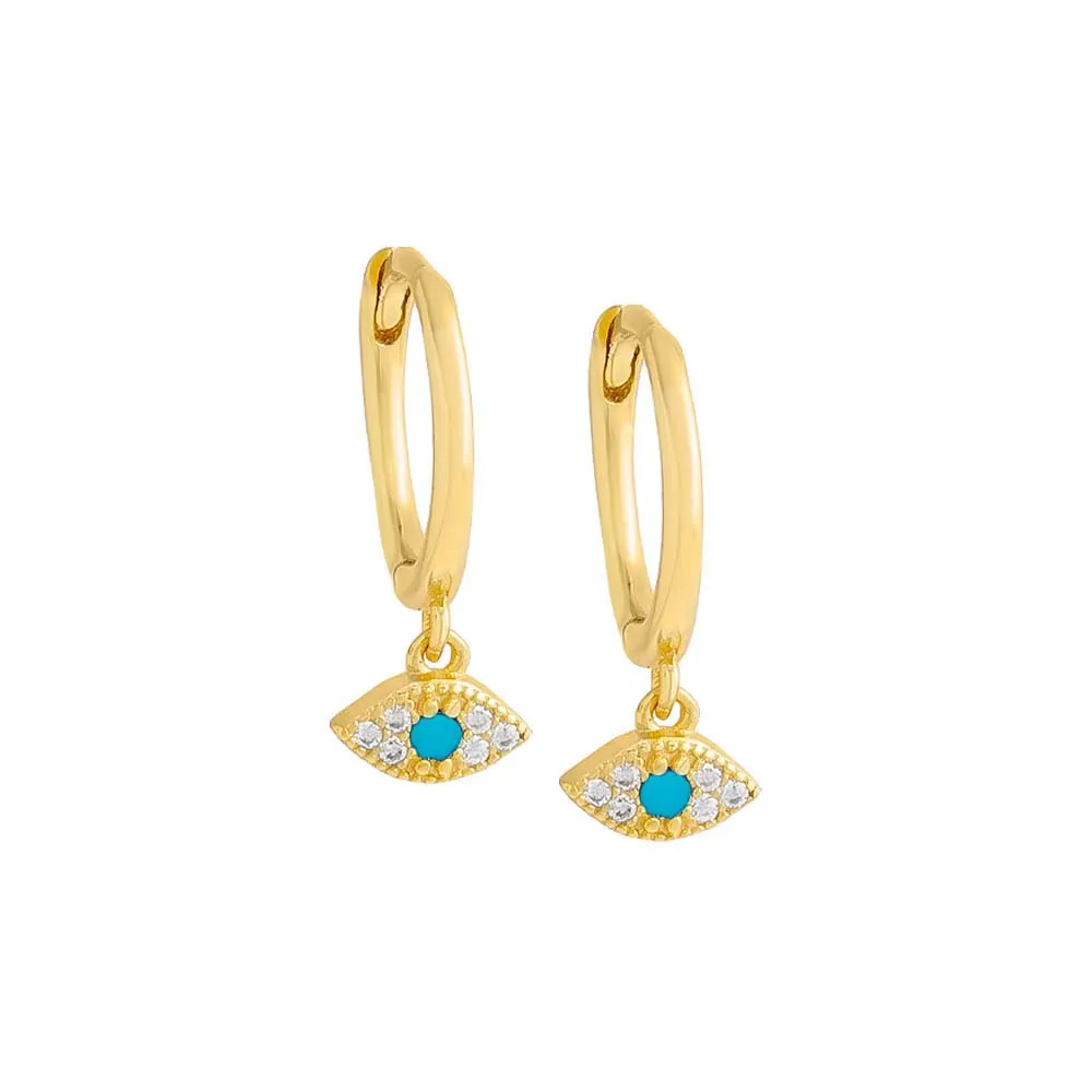 Dangling Evil Eye Huggie Earring