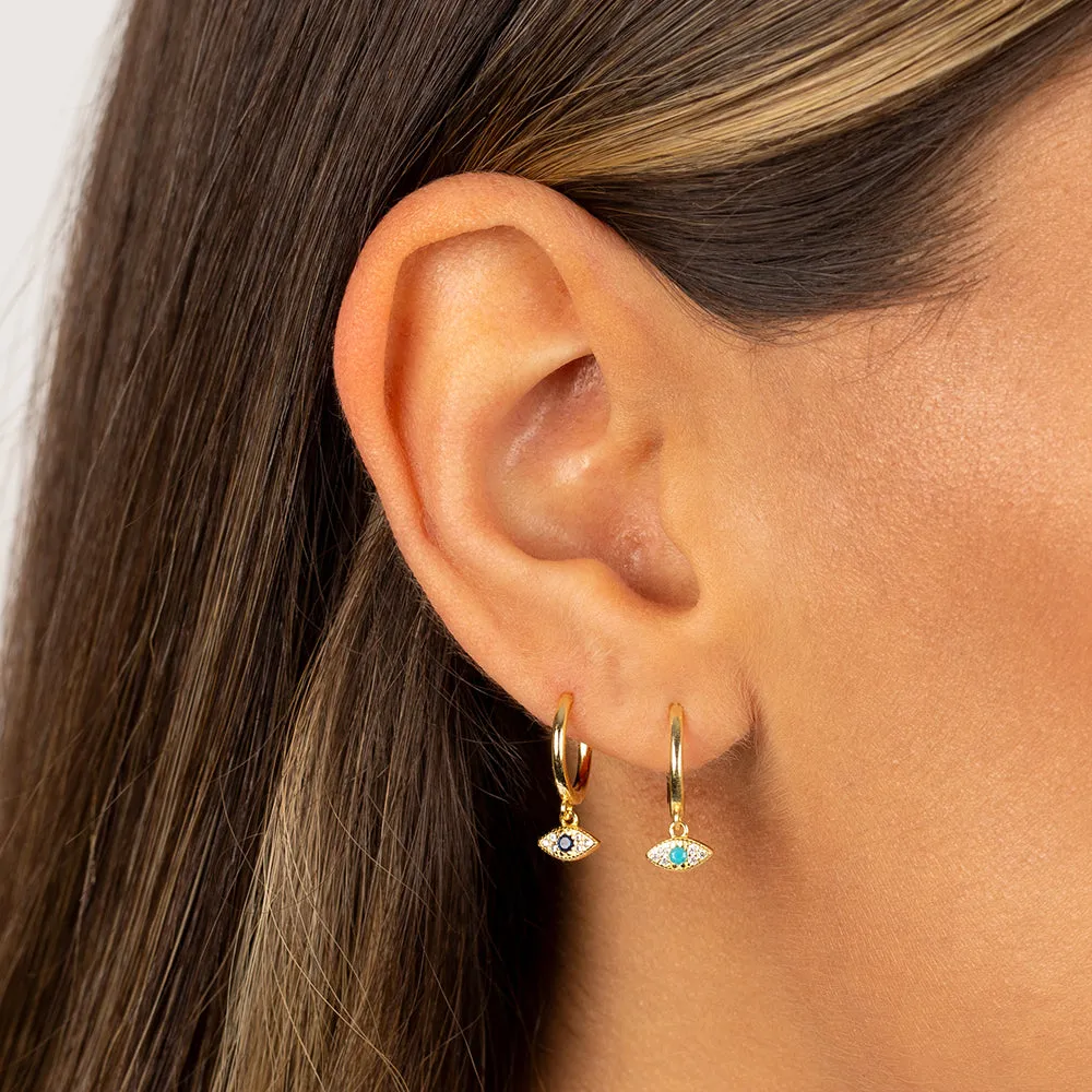 Dangling Evil Eye Huggie Earring