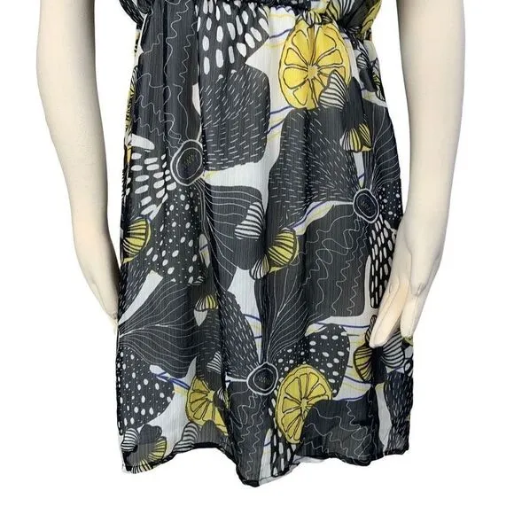 Desigual Anna Lemon Floral Ruffle Halter Neck Dress Size 10