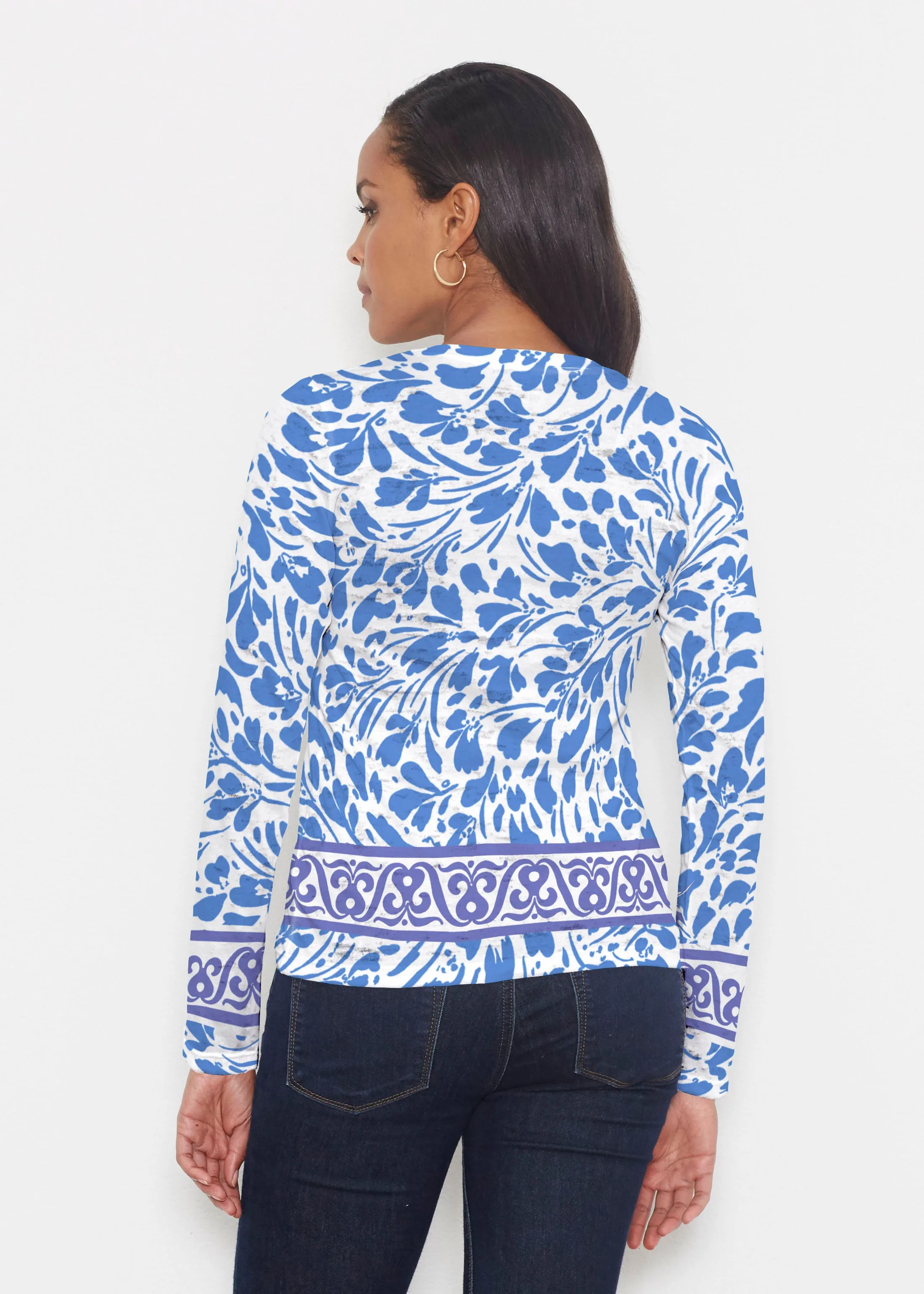 Ditsy Royal (7930) ~ Signature Long Sleeve Crew Shirt
