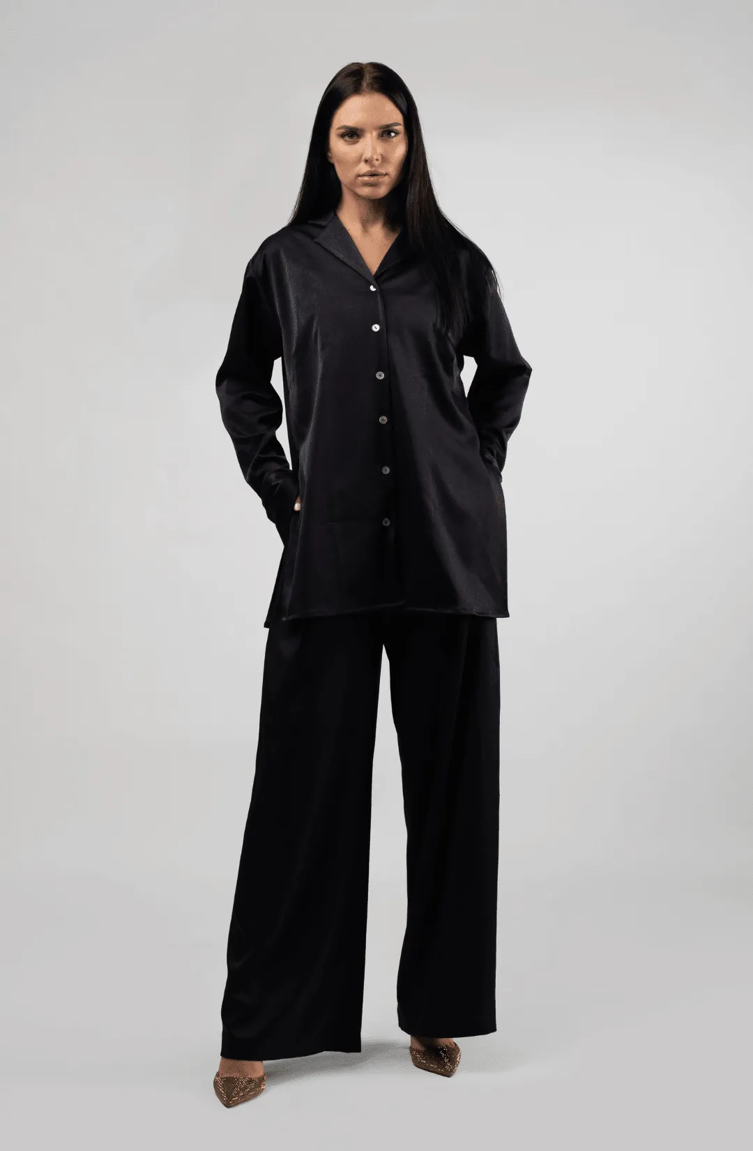 DONNA OVERSIZED SHIRT - BLACK