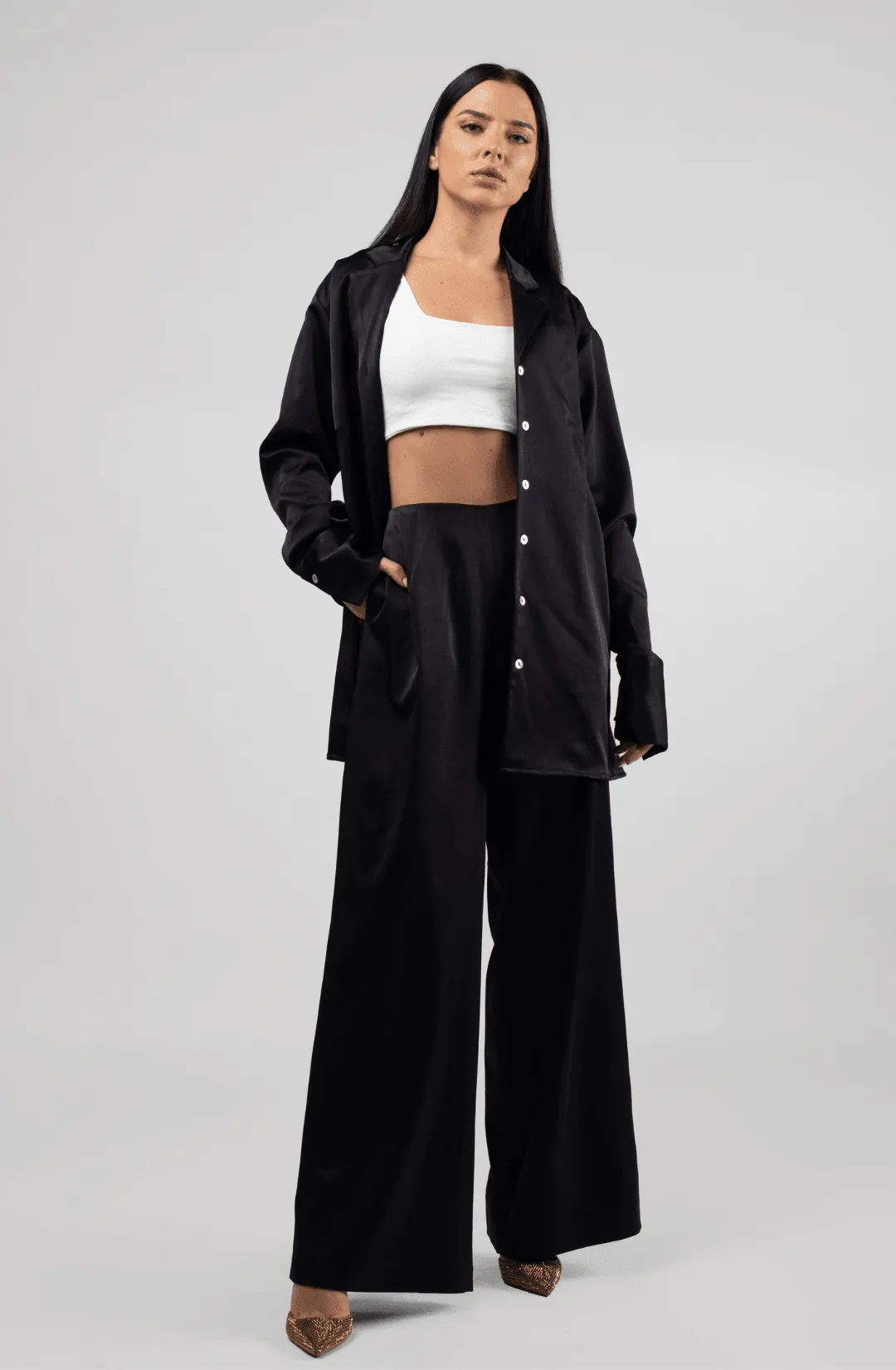 DONNA OVERSIZED SHIRT - BLACK