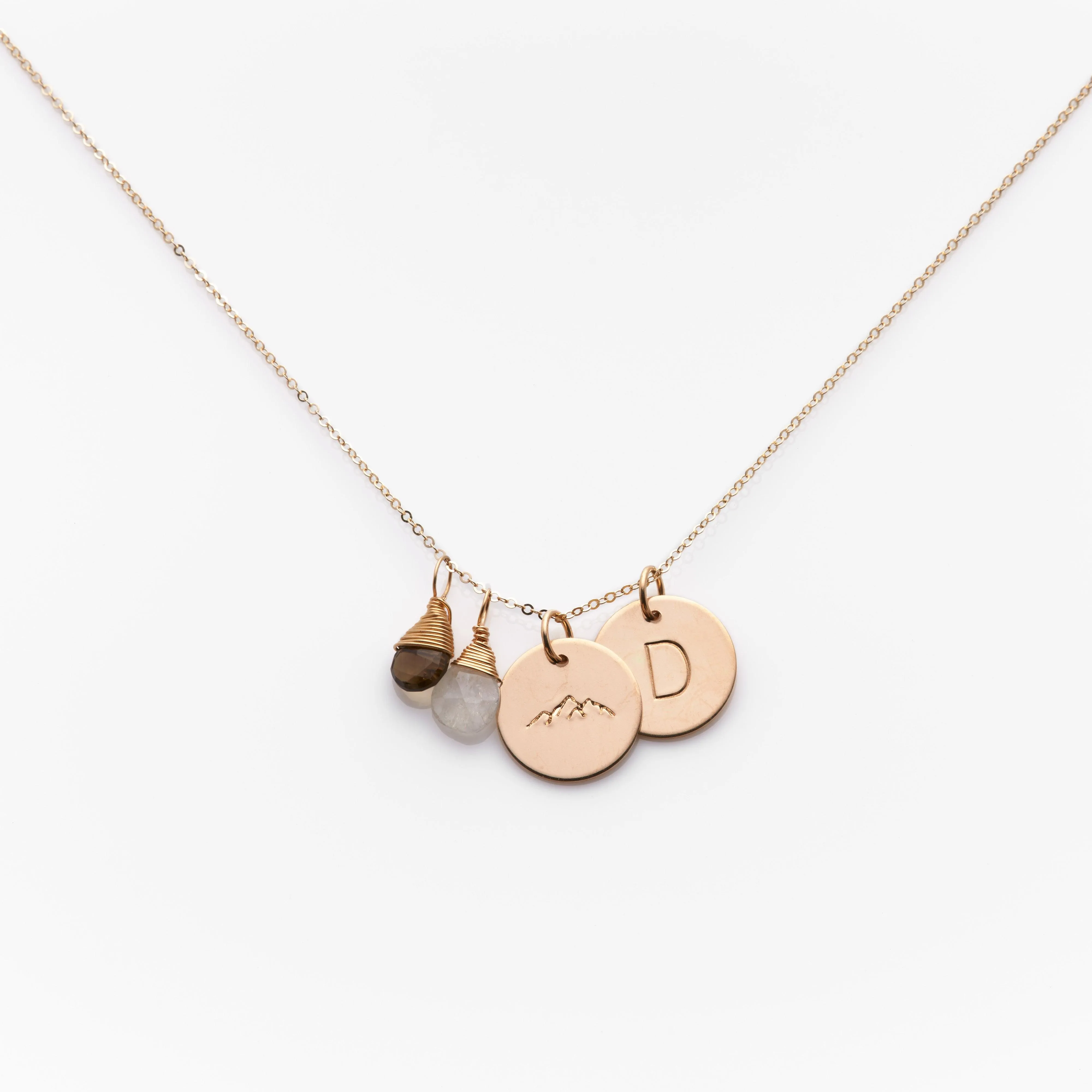 Double Classic Coin Necklace With 2 Gems