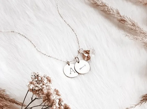 Double Classic Coin Necklace With 2 Gems