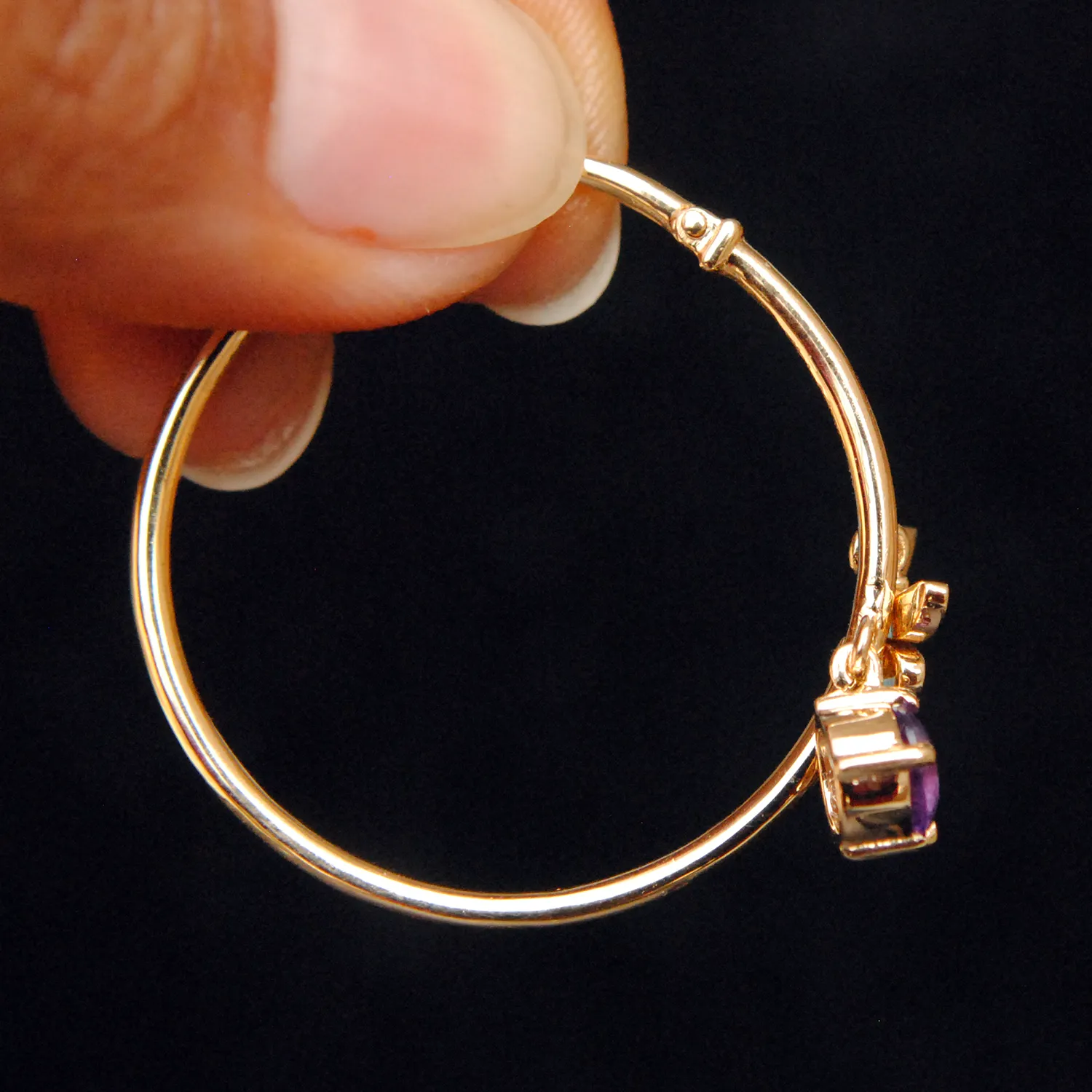 Dragonfly & Amethyst Charm Hoops