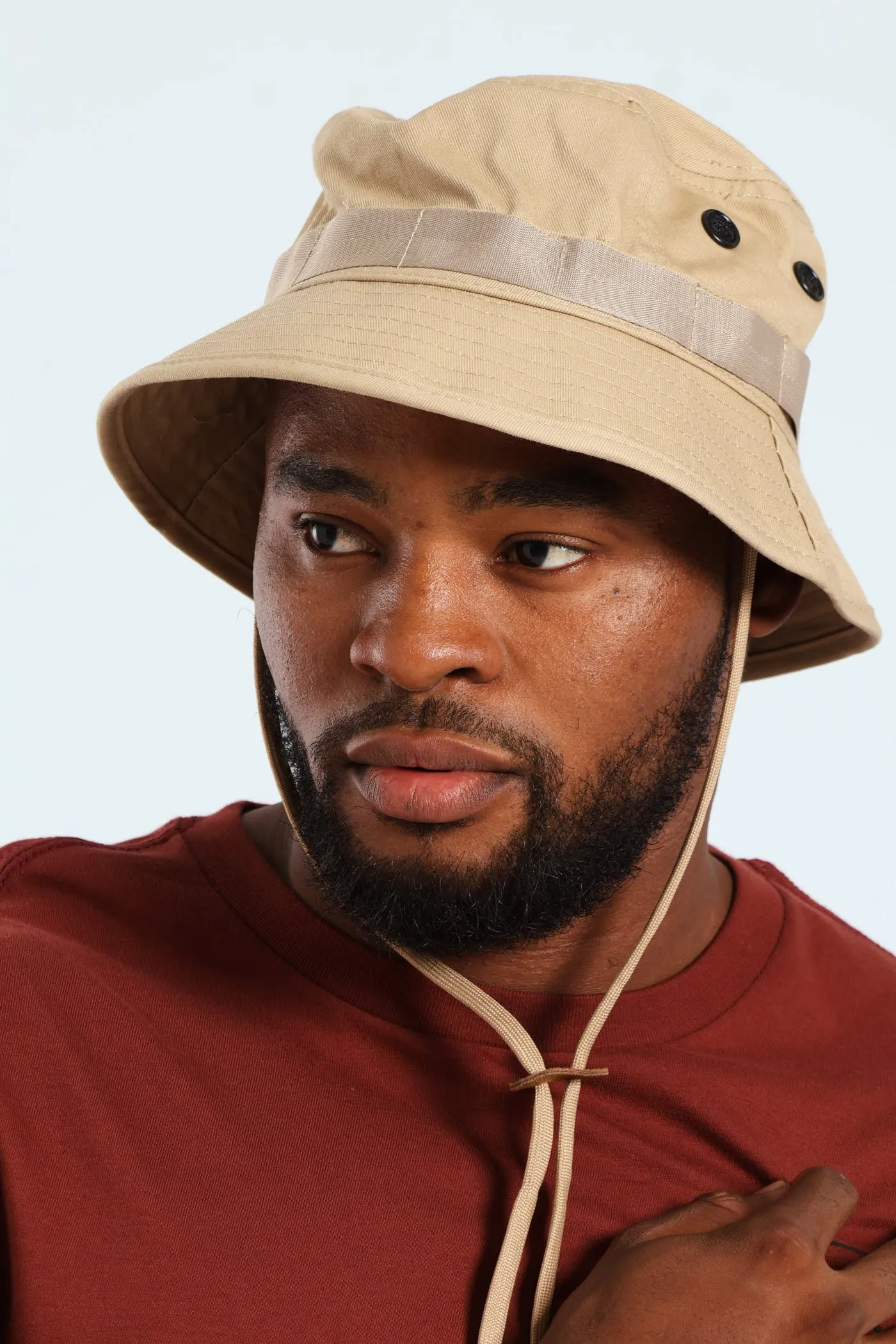 Drawstring Bucket Hat - Taupe