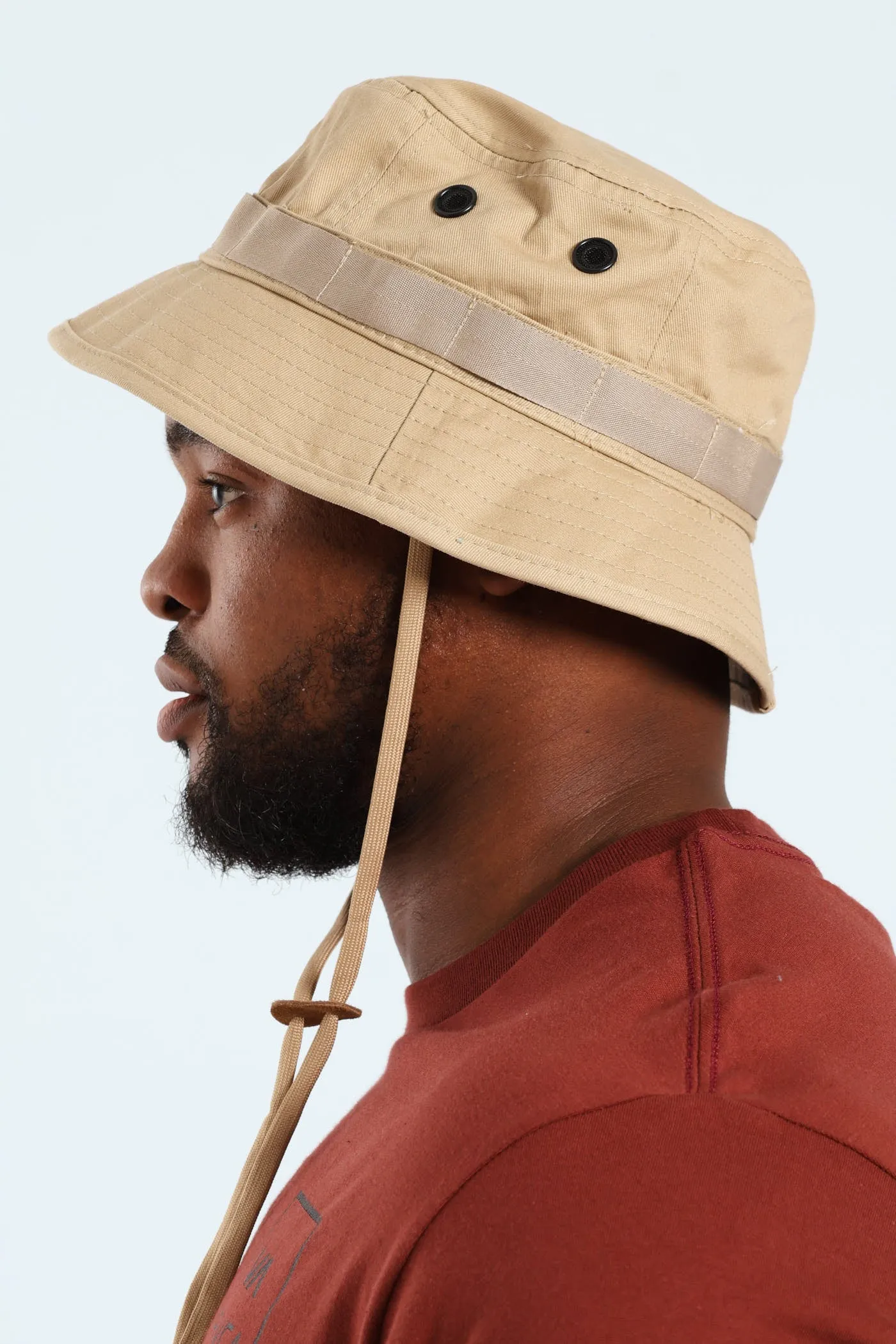 Drawstring Bucket Hat - Taupe