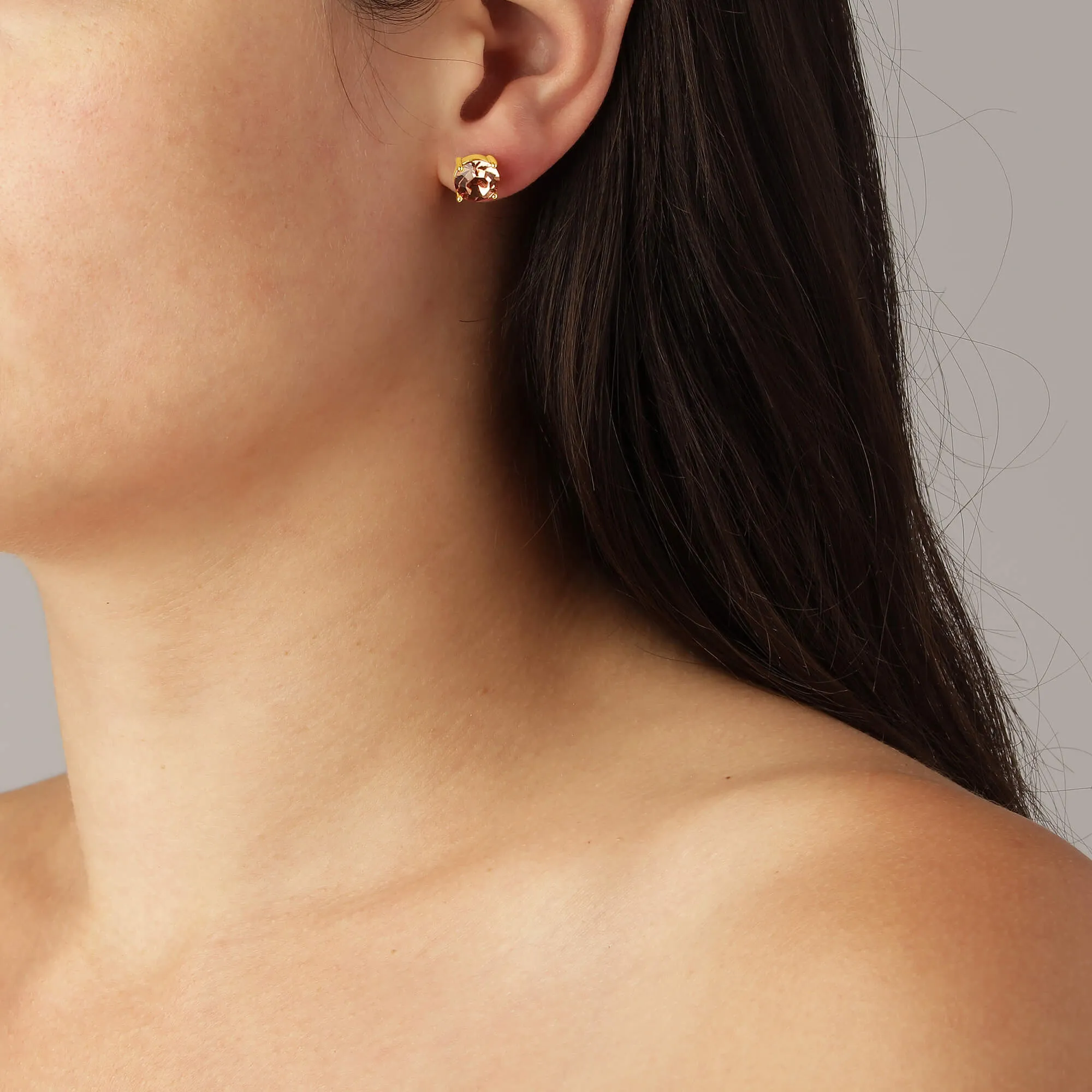 Dyrberg Kern Daze Gold Small Stud Earrings - Light Peach