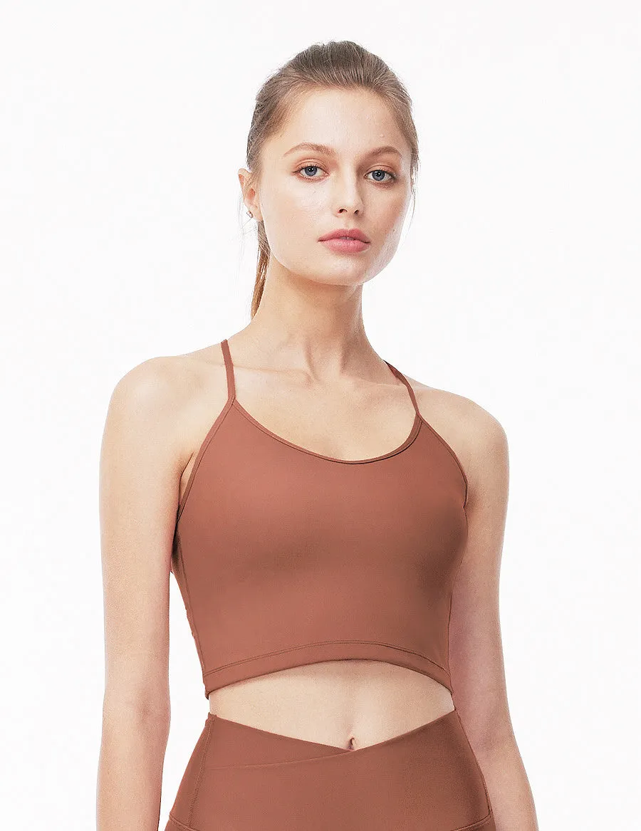easyoga LA-VEDA Linear Back Shaping Cropped Tank - R37 Cedar Red