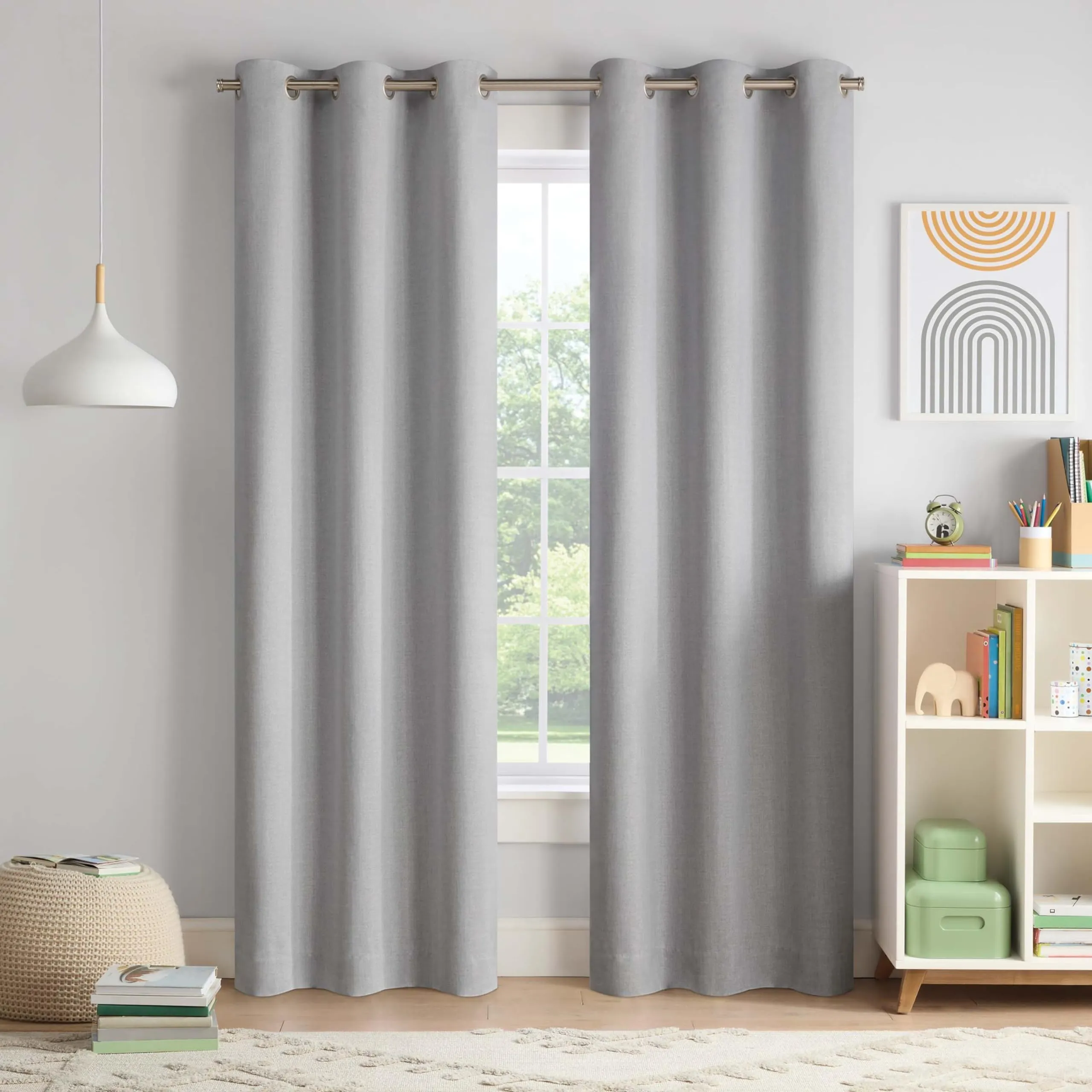 Eclipse Kids Chambray Solid 100% Blackout Grommet Curtain Panel