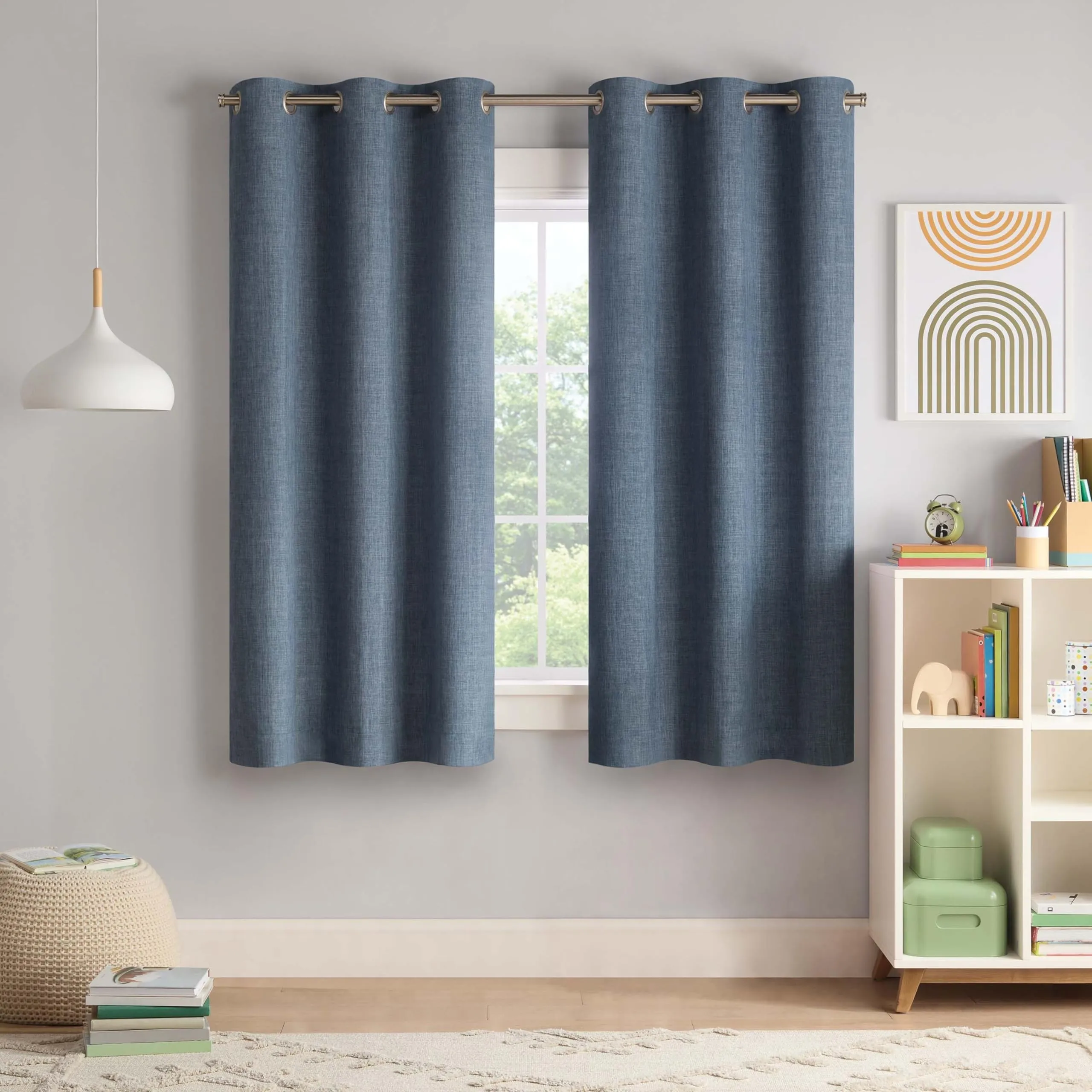 Eclipse Kids Chambray Solid 100% Blackout Grommet Curtain Panel