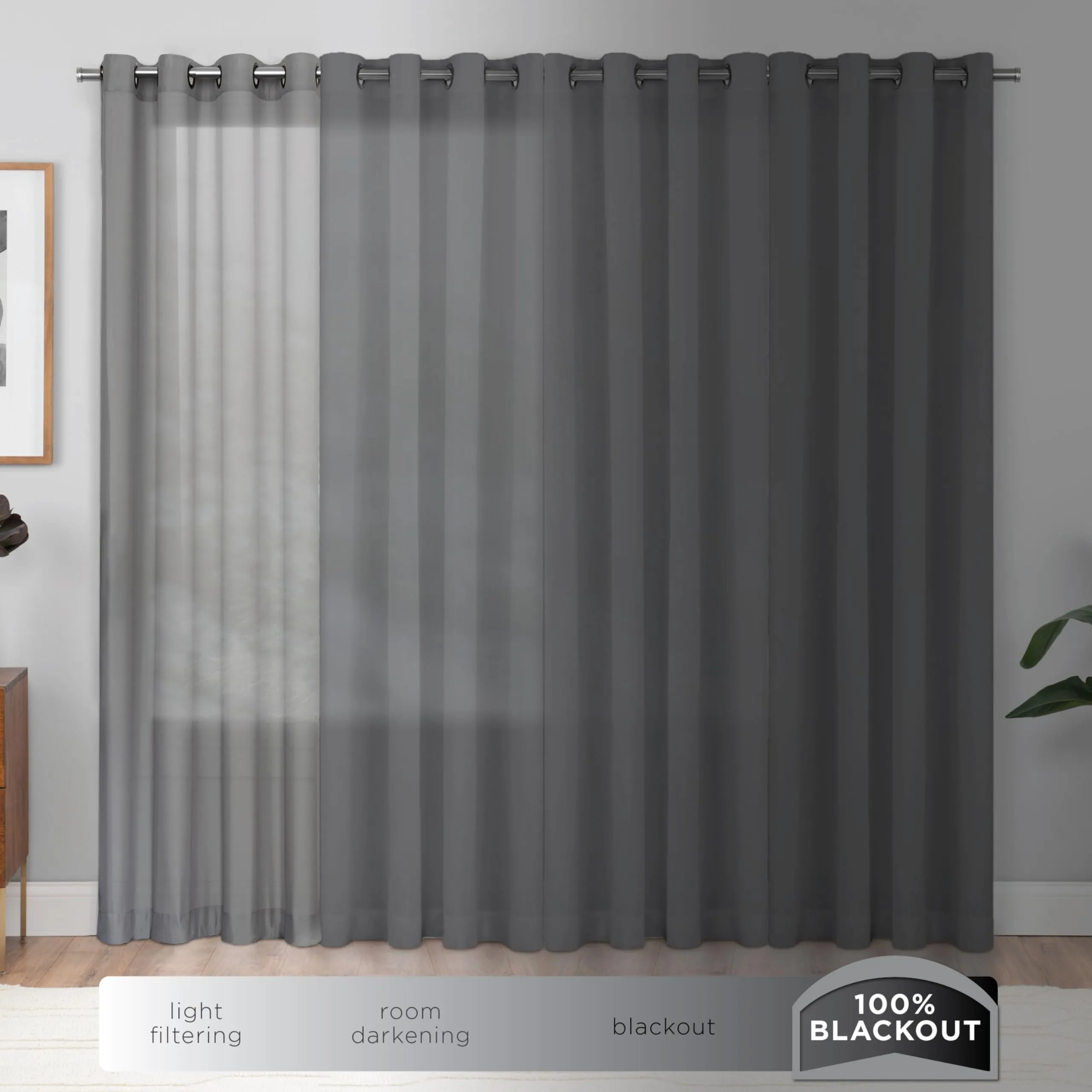 Eclipse Kids Chambray Solid 100% Blackout Grommet Curtain Panel