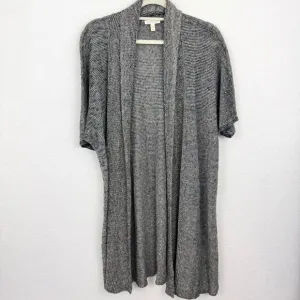 Eileen Fisher Womens Long Line Duster Cardigan Size L 100% Organic Linen Black