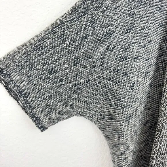 Eileen Fisher Womens Long Line Duster Cardigan Size L 100% Organic Linen Black