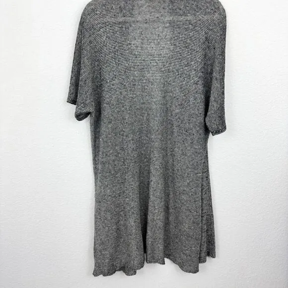 Eileen Fisher Womens Long Line Duster Cardigan Size L 100% Organic Linen Black