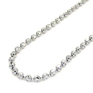 Fabulous 24" 4mm Diamond Cut Solid Moon Chain in 14K White Gold
