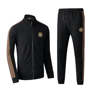 FD  Crested Front Side Logo Lightweight Zip  Down Tracksuit-Black