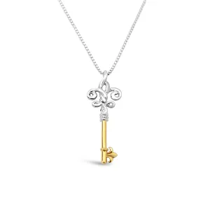 Fleur de Love Knot Skeleton Key Mixed 18K - Small