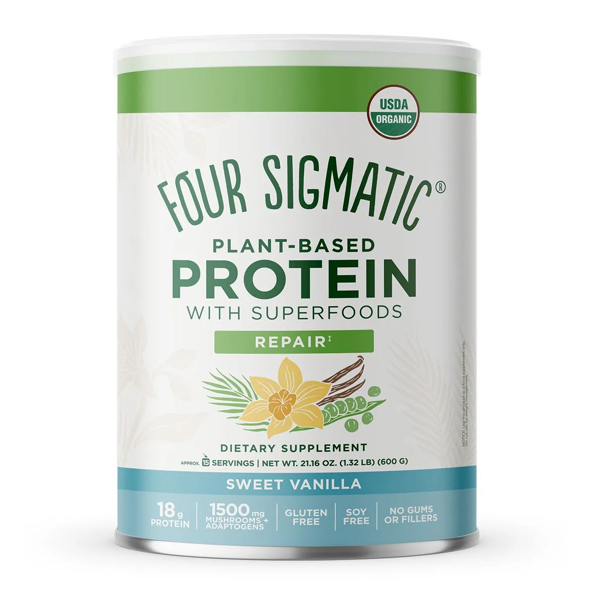 Four Sigmatic Repair Plant-Based Protein with Superfoods - Sweet Vanilla (1.32 lbs)
