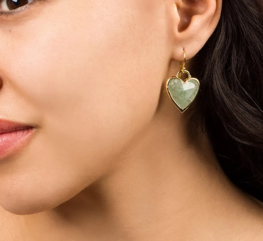 Framed Heart Dangles-Amazonite