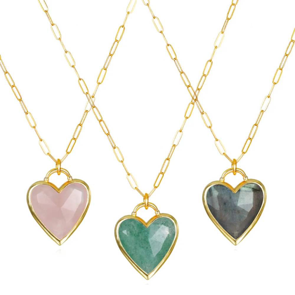 Framed Heart Dangles-Amazonite