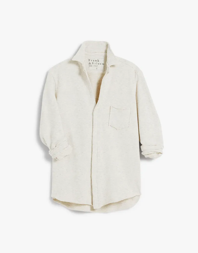Frank & Eileen "Eileen" Relaxed Button Up Shirt in Heather White Melange (Triple Fleece)