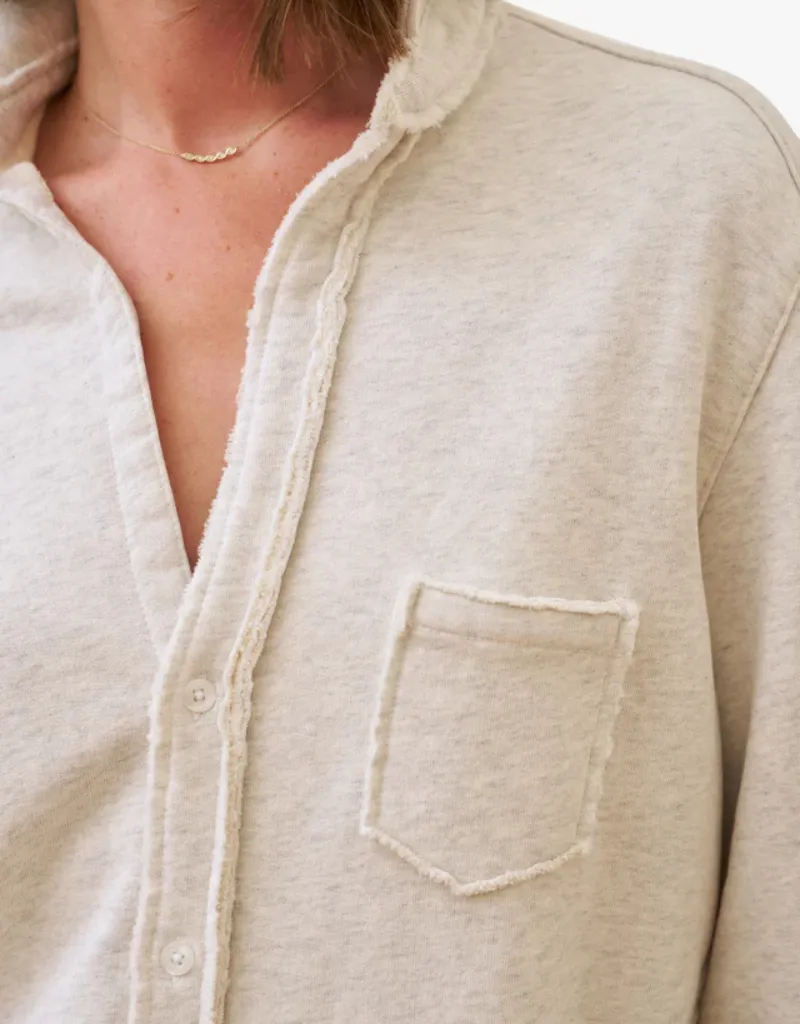 Frank & Eileen "Eileen" Relaxed Button Up Shirt in Heather White Melange (Triple Fleece)