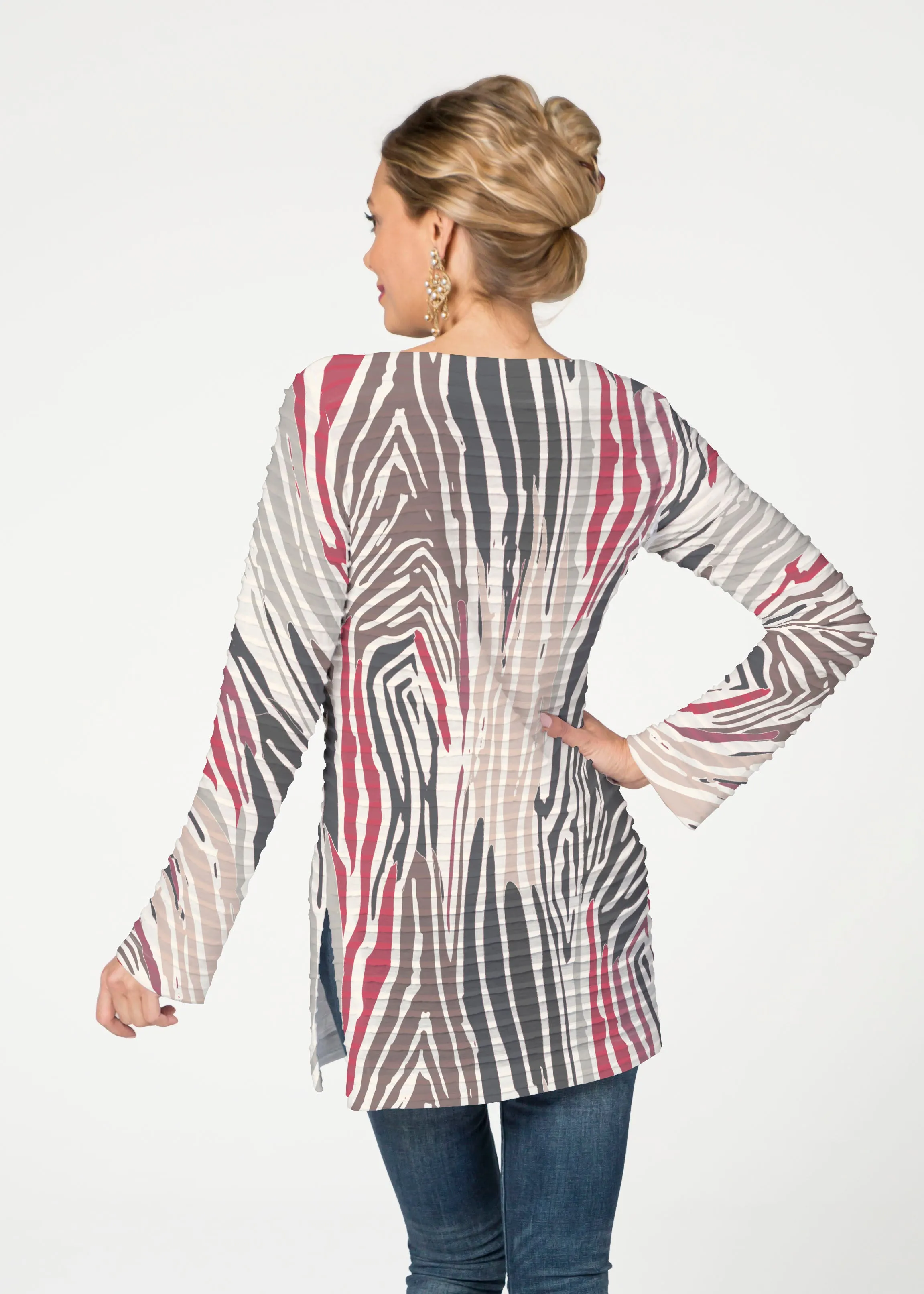 Fruity Stripes Neutral (14305) ~ Banded Boatneck Tunic