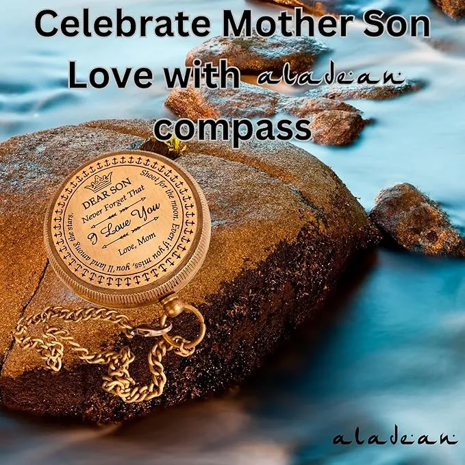 Gift for Son from Mom Dad | Engraved Compass 2" - Father to Son Gifts, Mom to Son Gifts for Graduation, Birthday Baptism Confirmation Communion