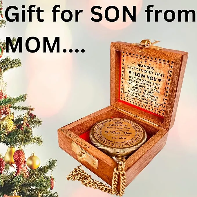 Gift for Son from Mom Dad | Engraved Compass 2" - Father to Son Gifts, Mom to Son Gifts for Graduation, Birthday Baptism Confirmation Communion