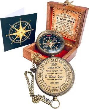 Gift for Son from Mom Dad | Engraved Compass 2" - Father to Son Gifts, Mom to Son Gifts for Graduation, Birthday Baptism Confirmation Communion