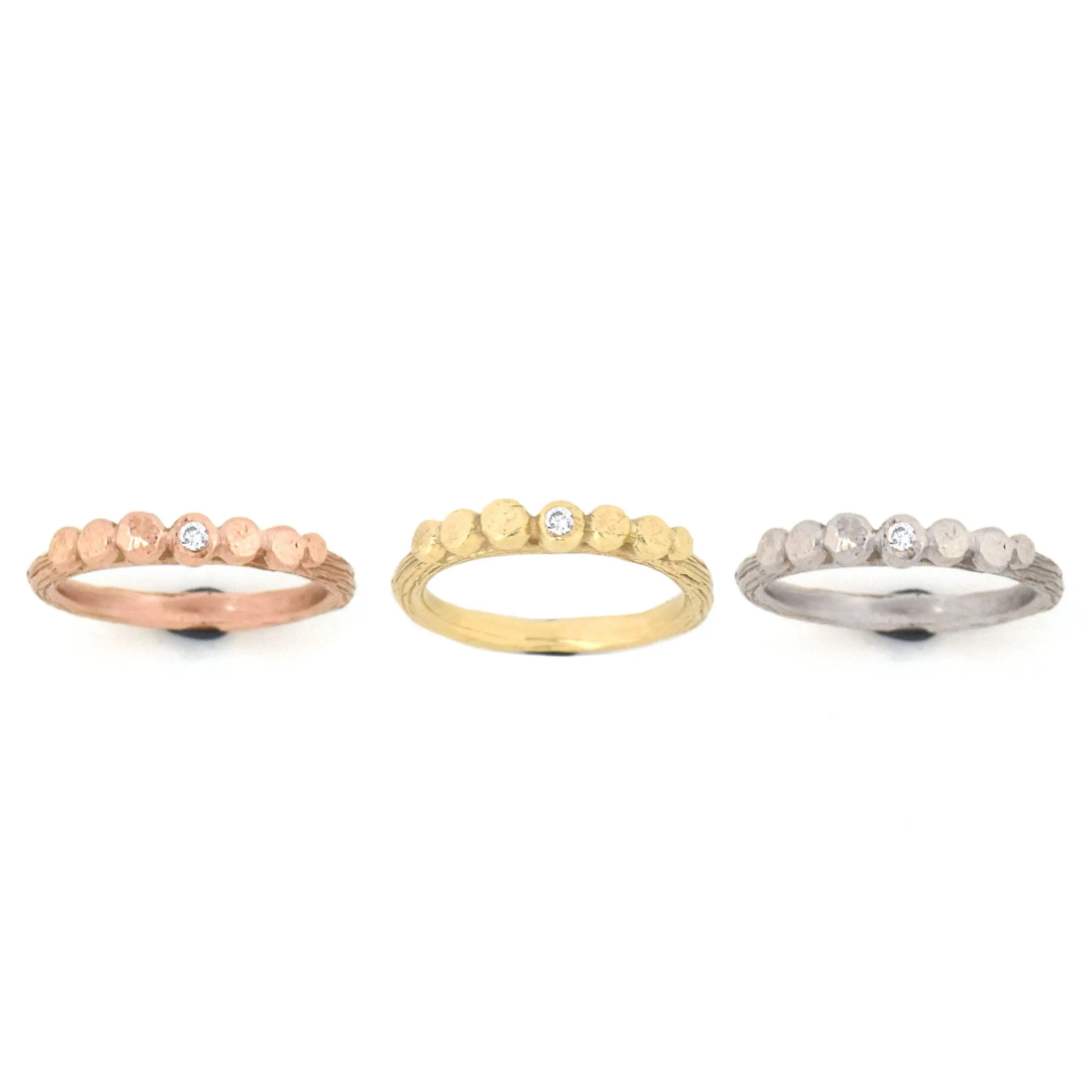 Gold Pebble Twig Ring - your choice of gold & optional diamonds