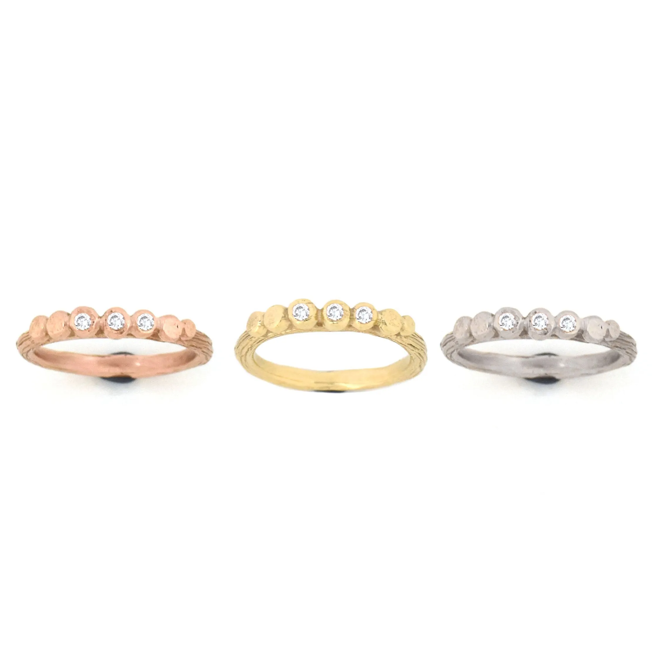 Gold Pebble Twig Ring - your choice of gold & optional diamonds