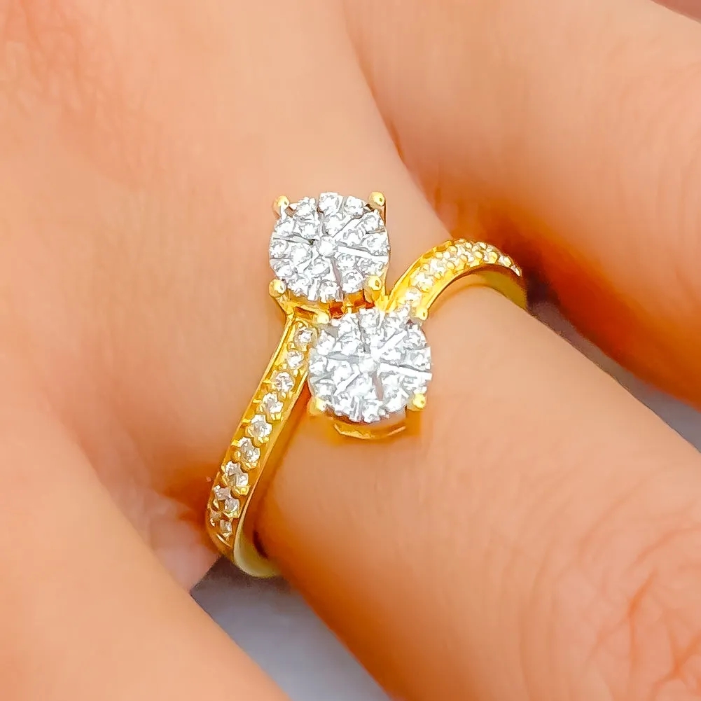 Gorgeous Graceful 18K Gold   Diamond Ring