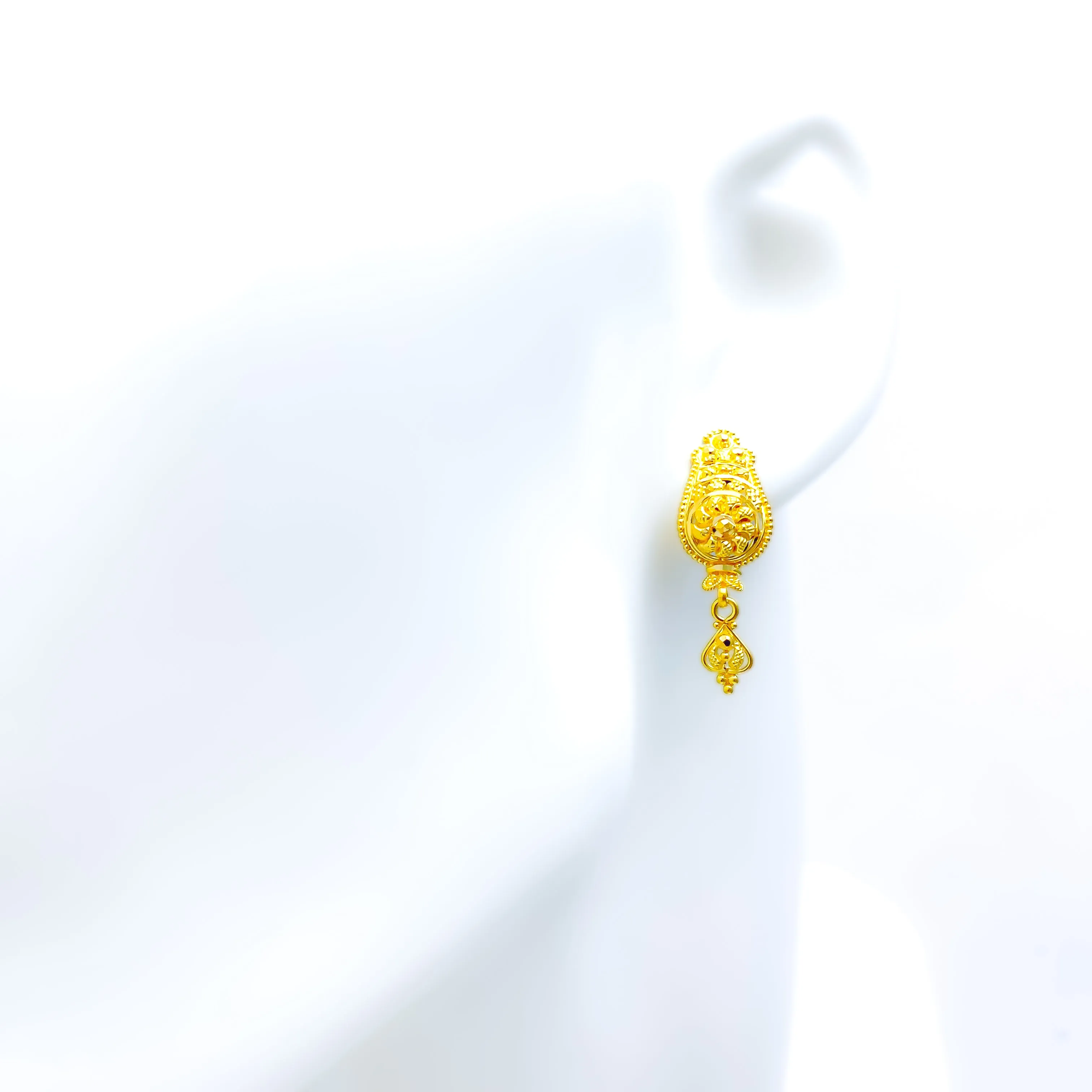 Graceful Floral Hanging 22k Gold Earrings