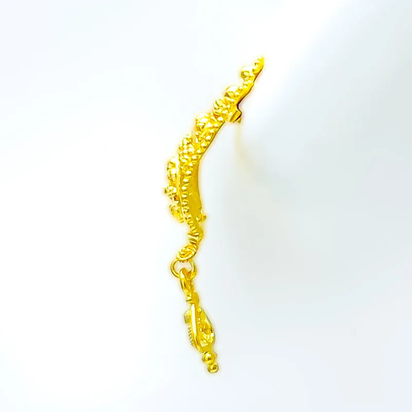 Graceful Floral Hanging 22k Gold Earrings
